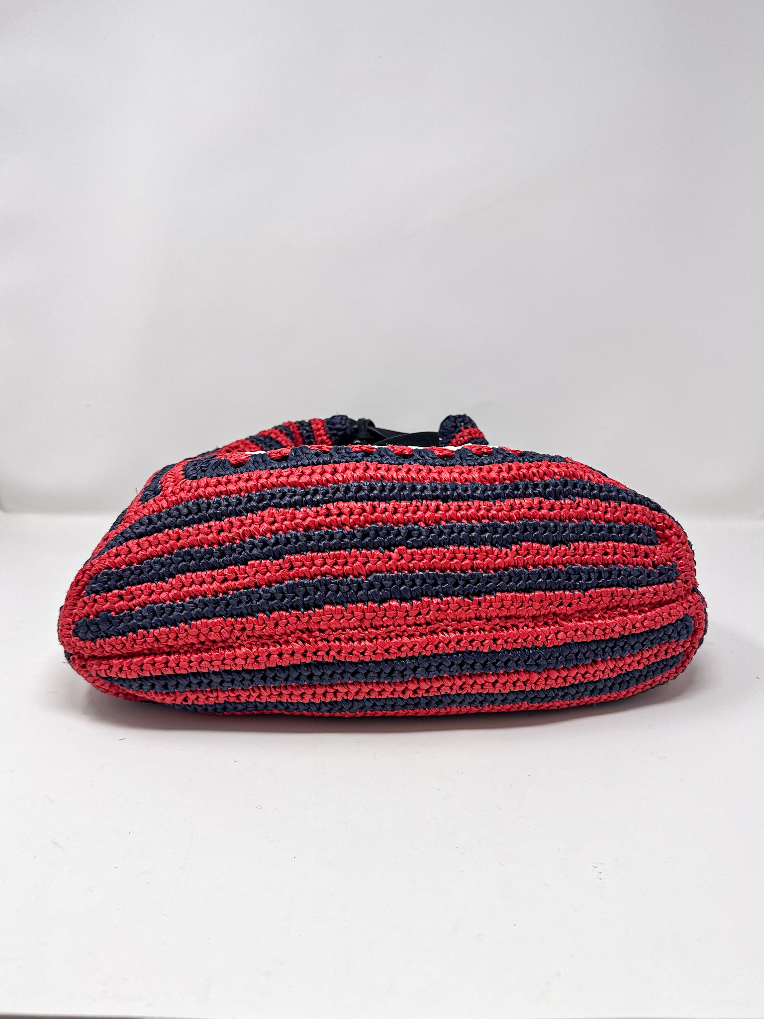 Miu Miu Crochet Raffia Drawstring Bucket Bag