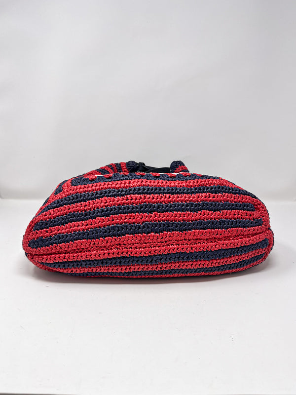 Miu Miu Crochet Raffia Drawstring Bucket Bag