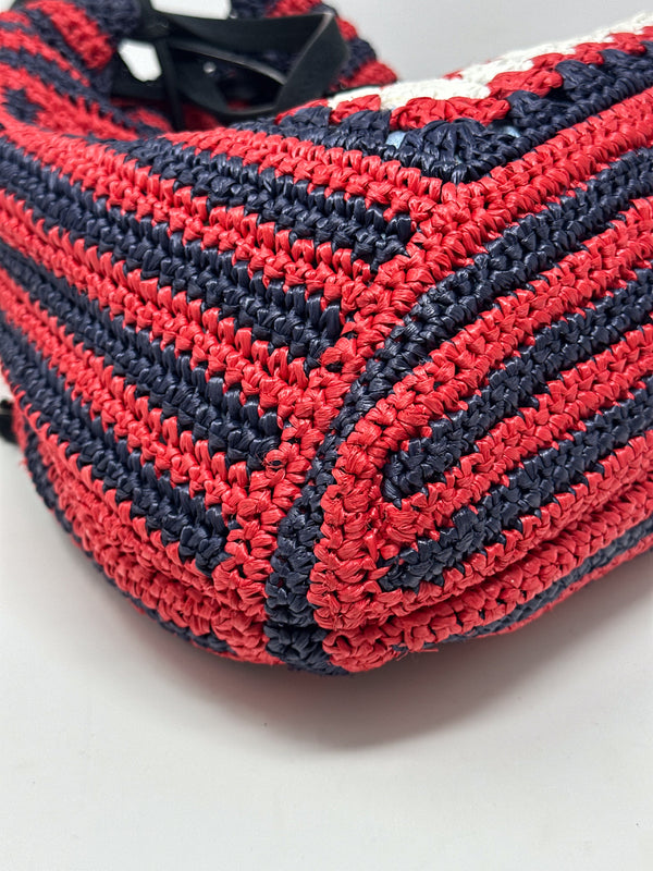 Miu Miu Crochet Raffia Drawstring Bucket Bag