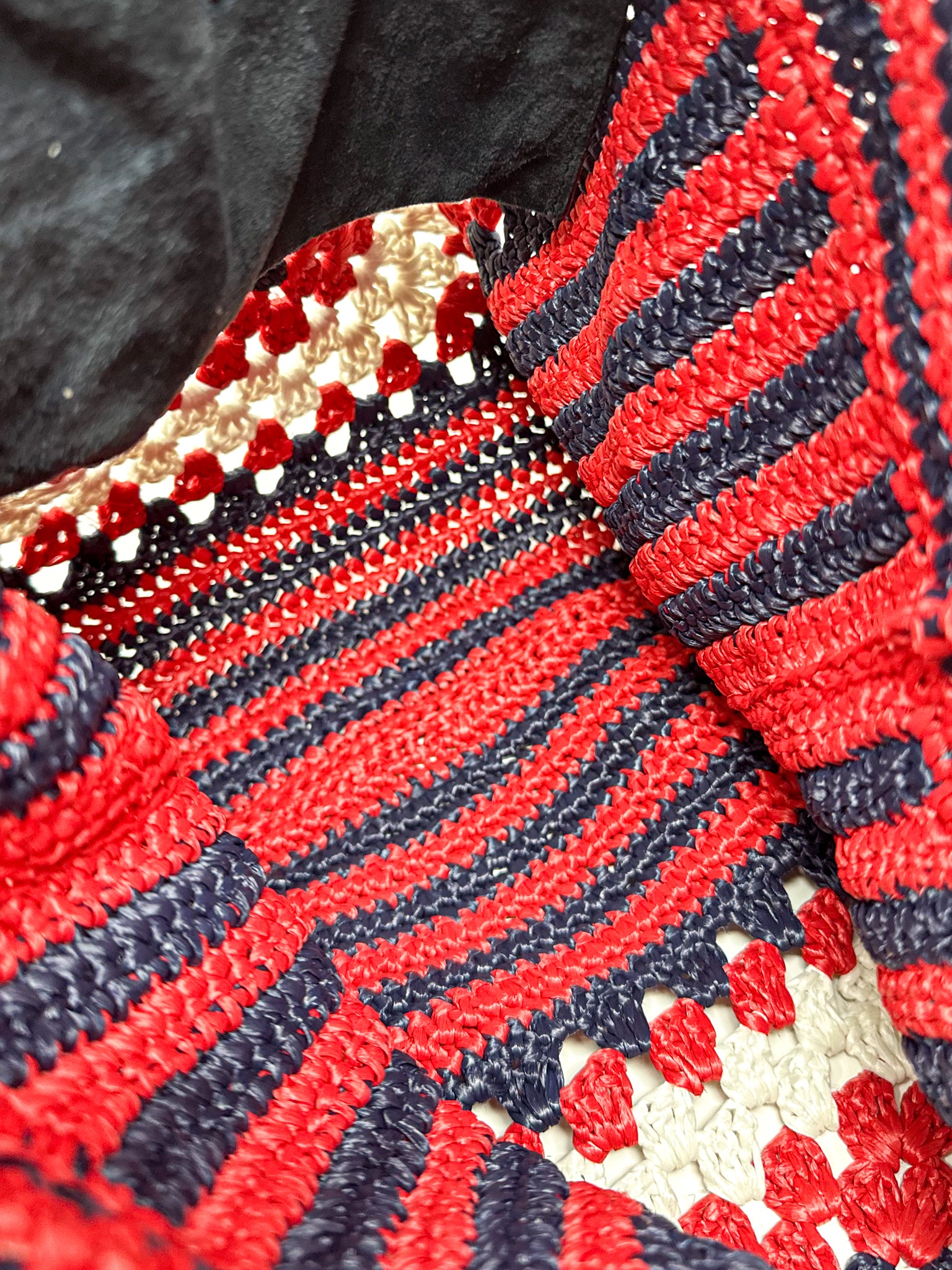 Miu Miu Crochet Raffia Drawstring Bucket Bag