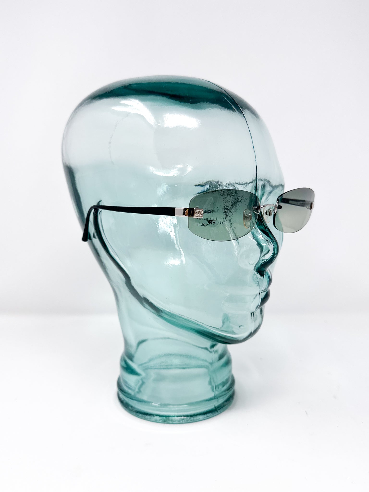 Chanel Rimless CC Logo Rectangular Sunglasses