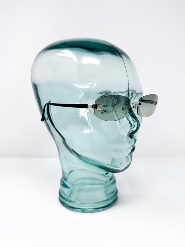 Chanel Rimless CC Logo Rectangular Sunglasses