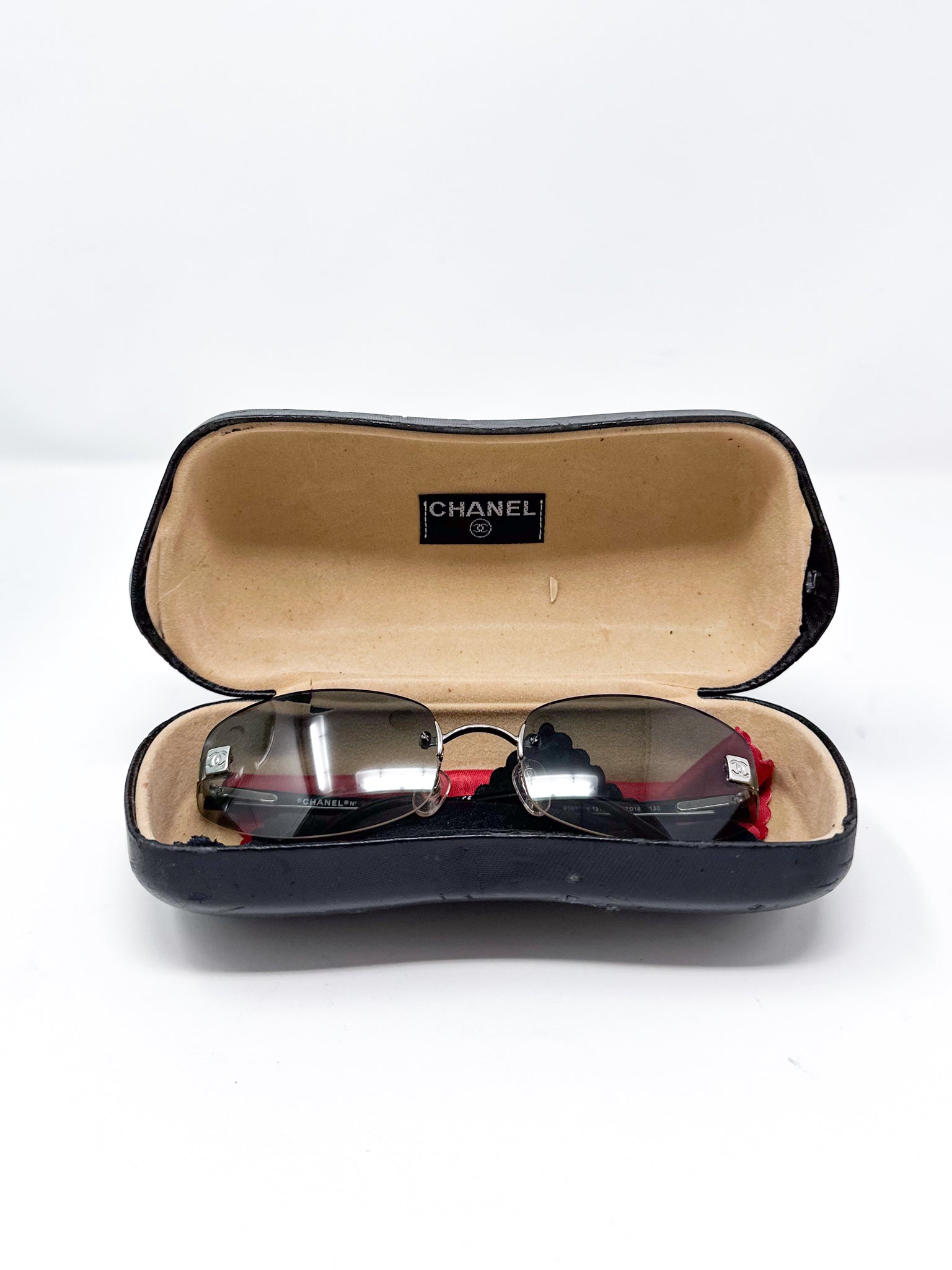 Chanel Rimless CC Logo Rectangular Sunglasses