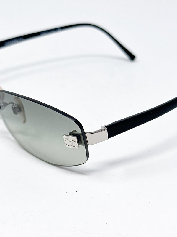 Chanel Rimless CC Logo Rectangular Sunglasses