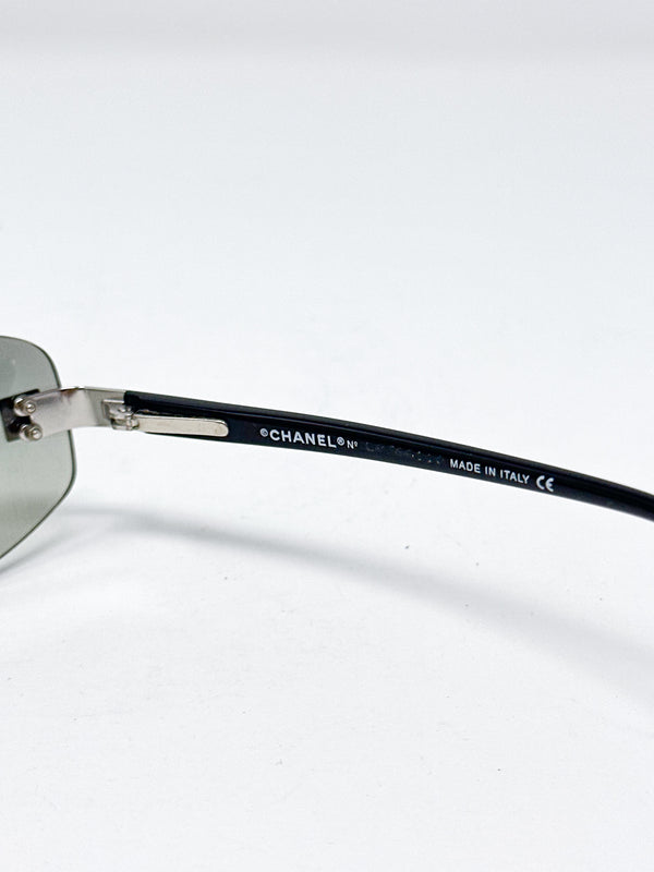 Chanel Rimless CC Logo Rectangular Sunglasses
