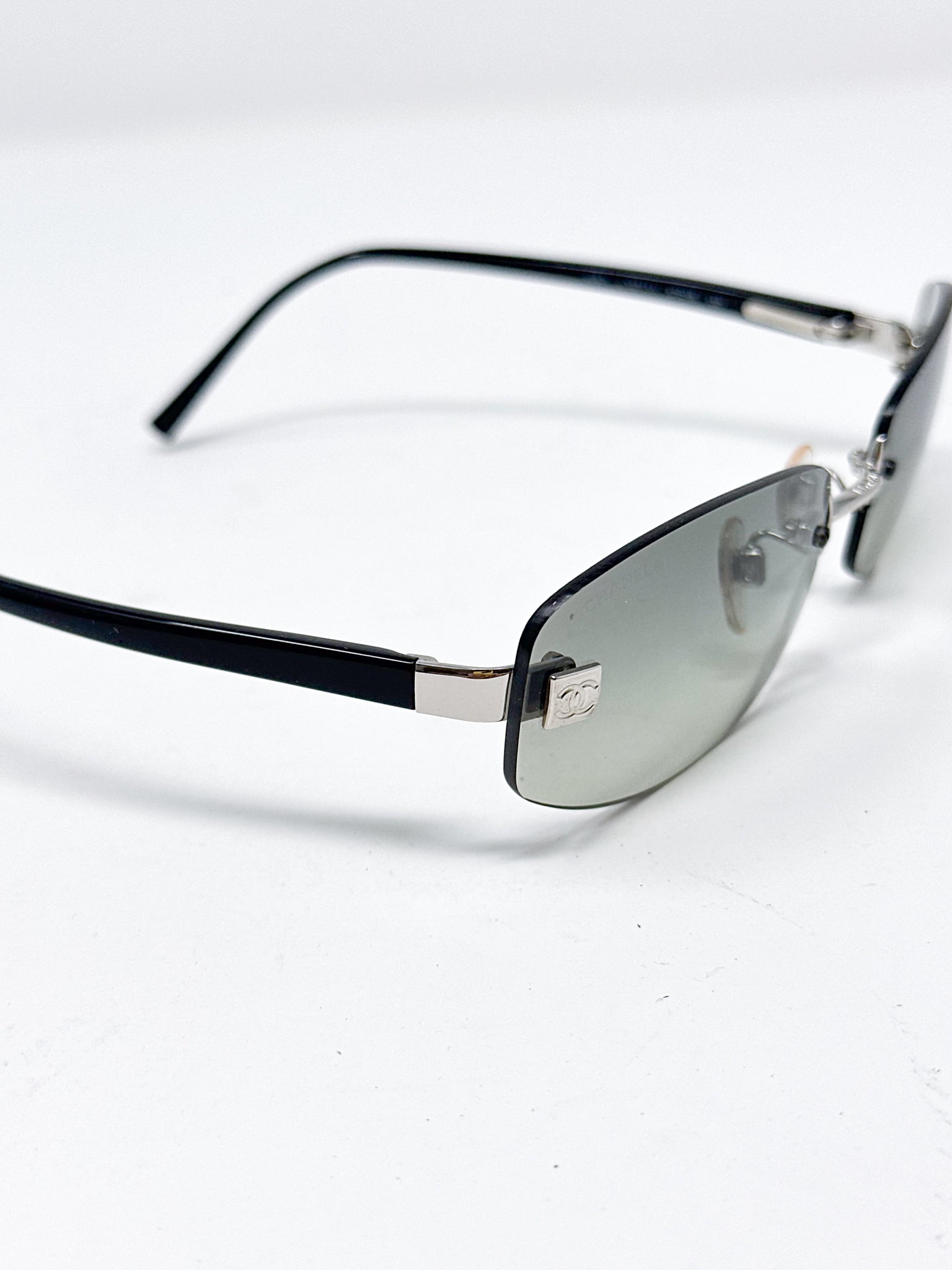 Chanel Rimless CC Logo Rectangular Sunglasses