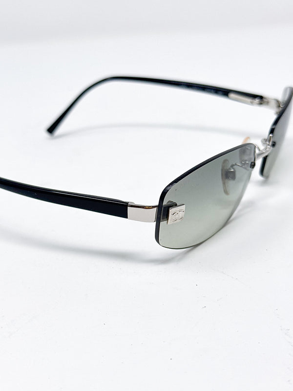 Chanel Rimless CC Logo Rectangular Sunglasses
