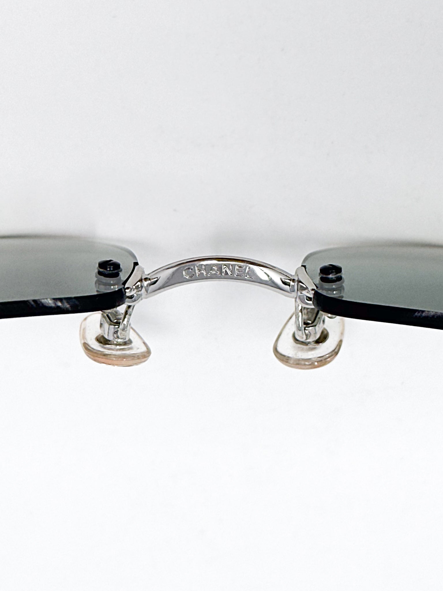 Chanel Rimless CC Logo Rectangular Sunglasses