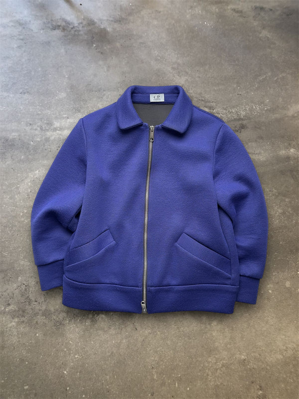C.P. Company Royal Blue Textured Zip Up Bomber Jacket