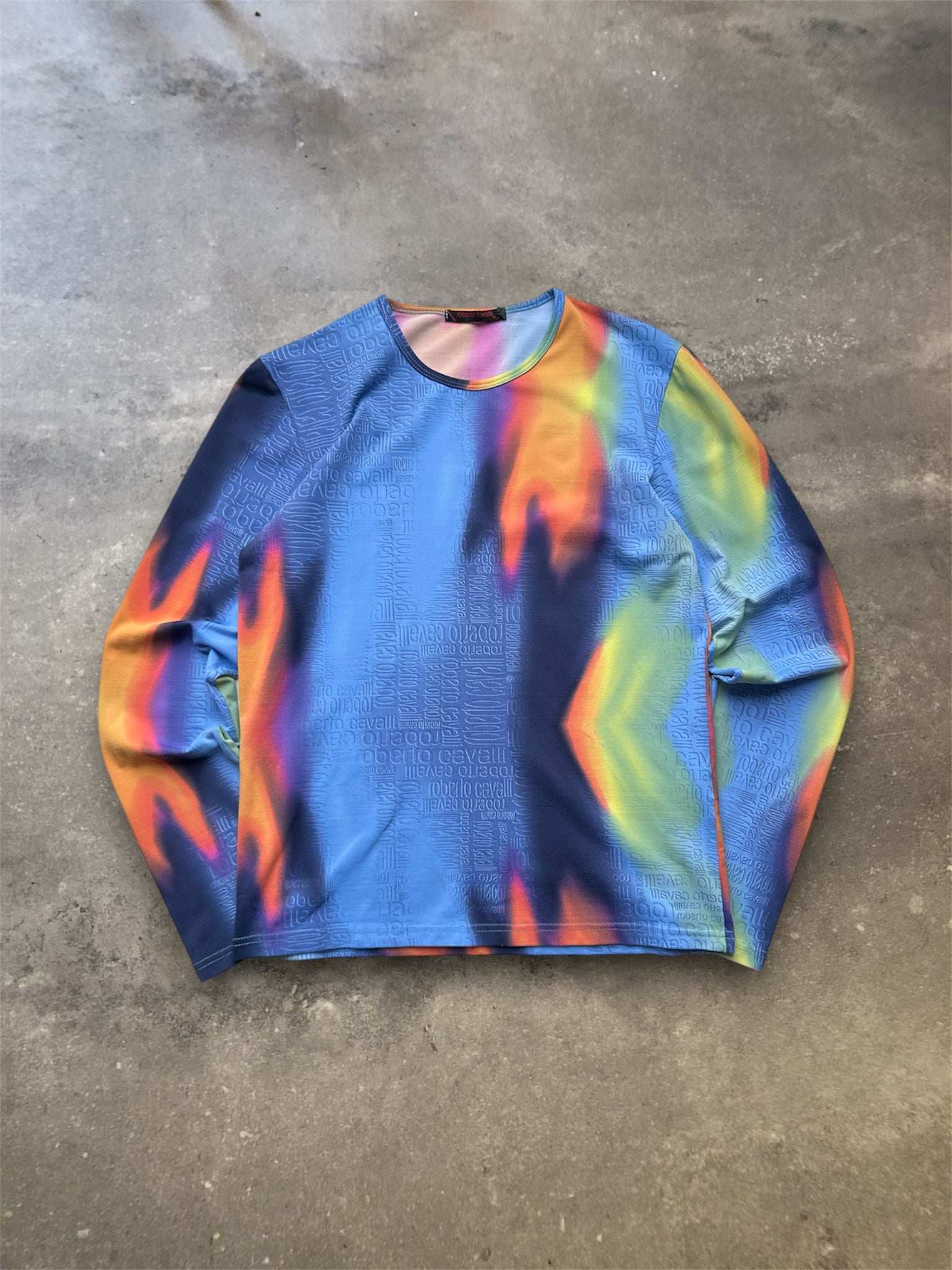Roberto Cavalli Blue Heat Map Long Sleeve Top