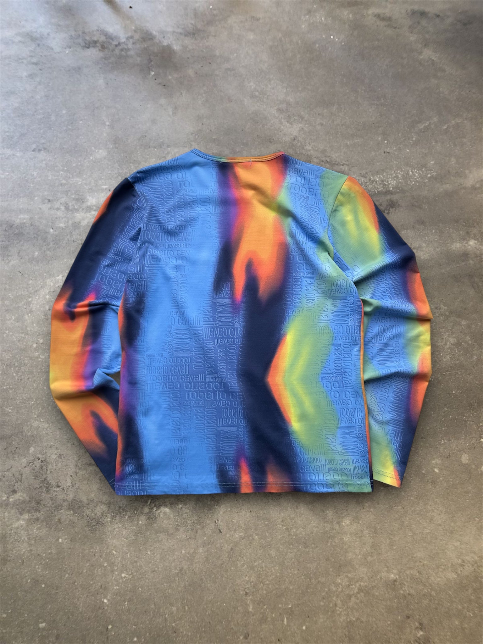 Roberto Cavalli Blue Heat Map Long Sleeve Top