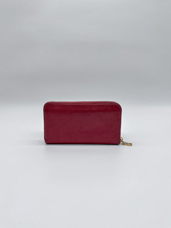 Miu Miu Magenta Leather Zip Around Wallet