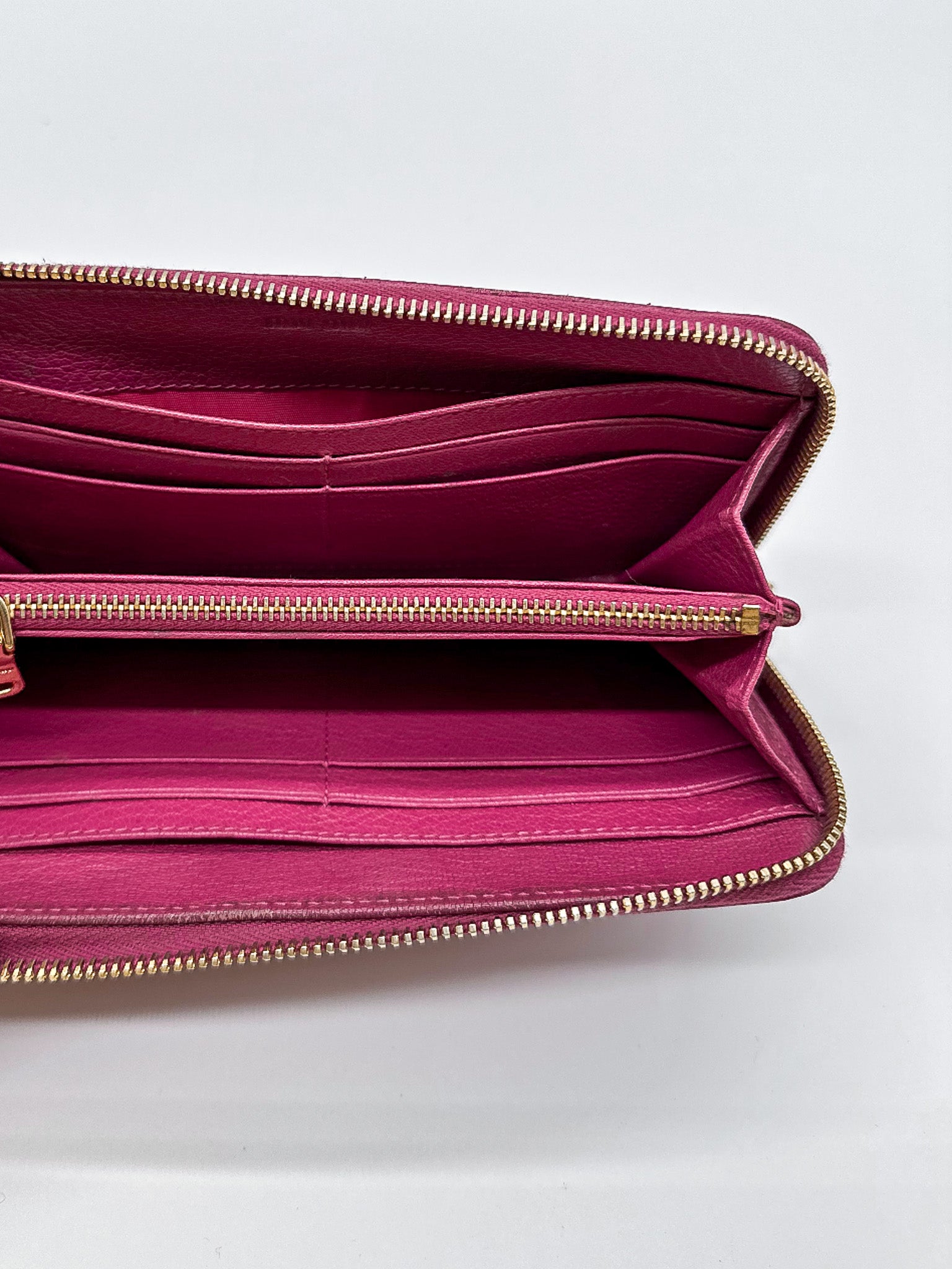 Miu Miu Magenta Leather Zip Around Wallet