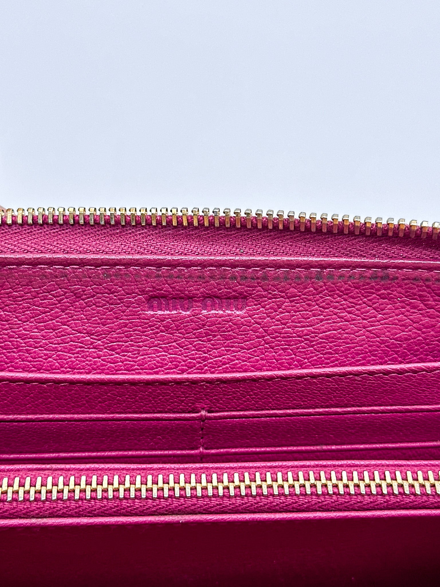 Miu Miu Magenta Leather Zip Around Wallet