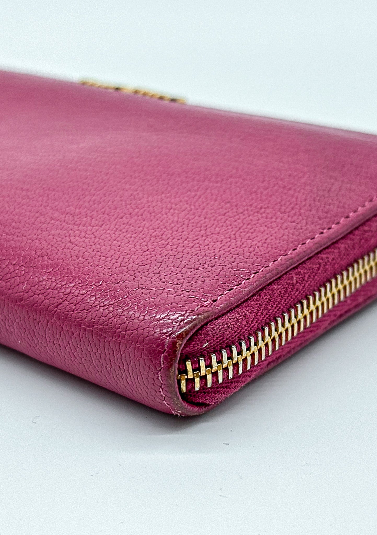 Miu Miu Magenta Leather Zip Around Wallet