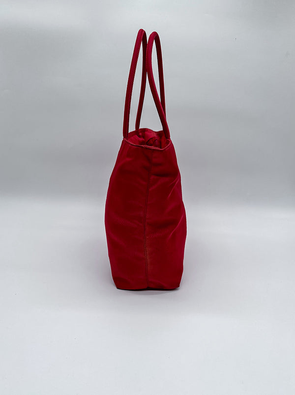 Prada Red Nylon City Tote Bag