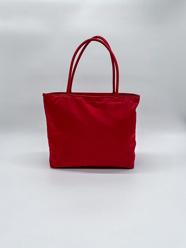 Prada Red Nylon City Tote Bag