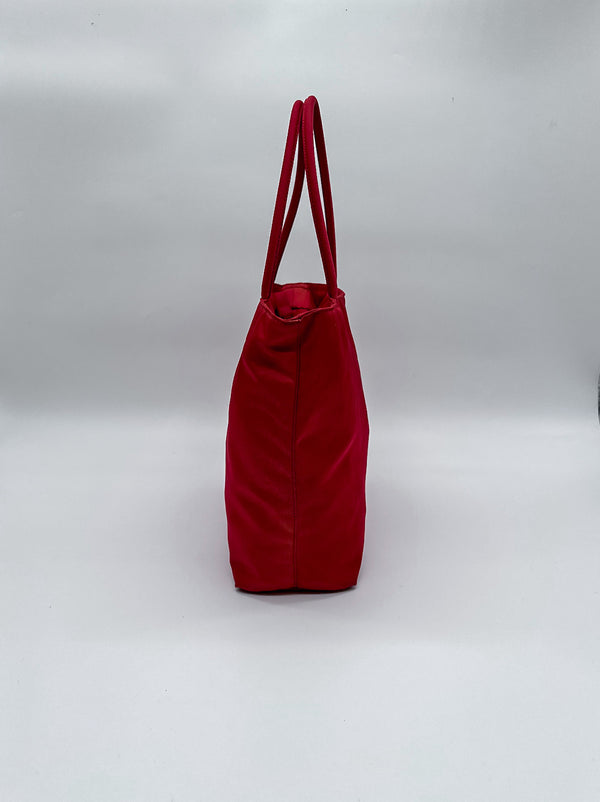 Prada Red Nylon City Tote Bag