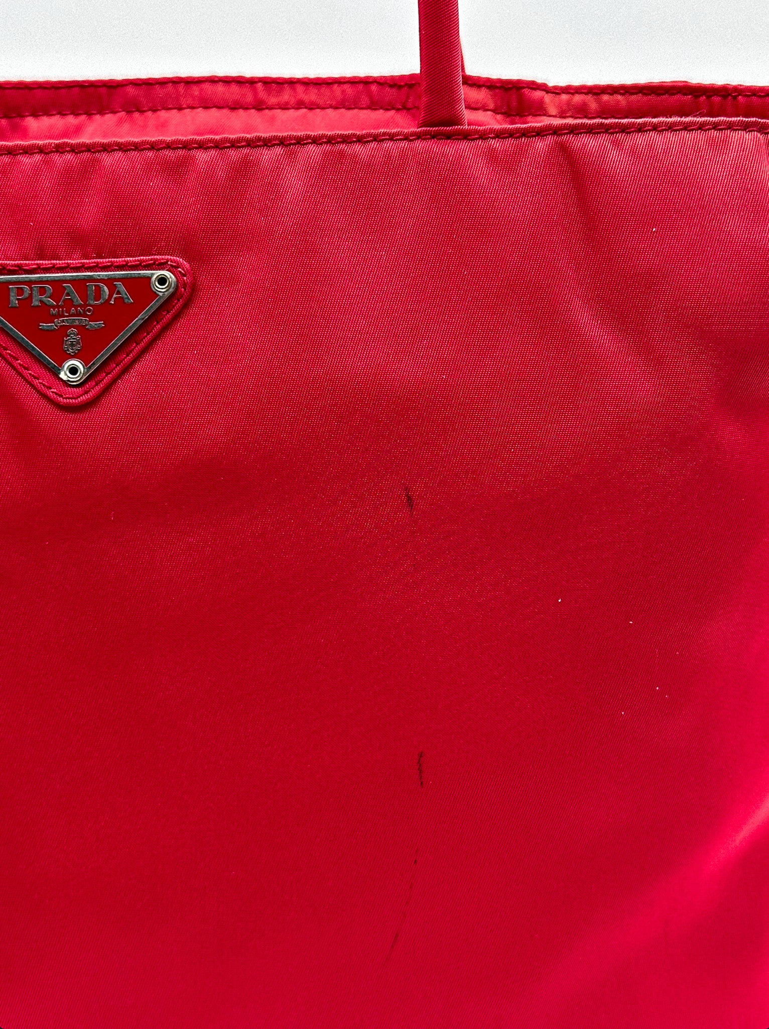 Prada Red Nylon City Tote Bag