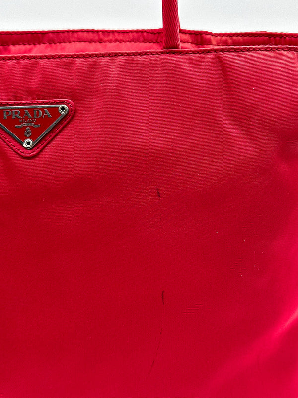 Prada Red Nylon City Tote Bag
