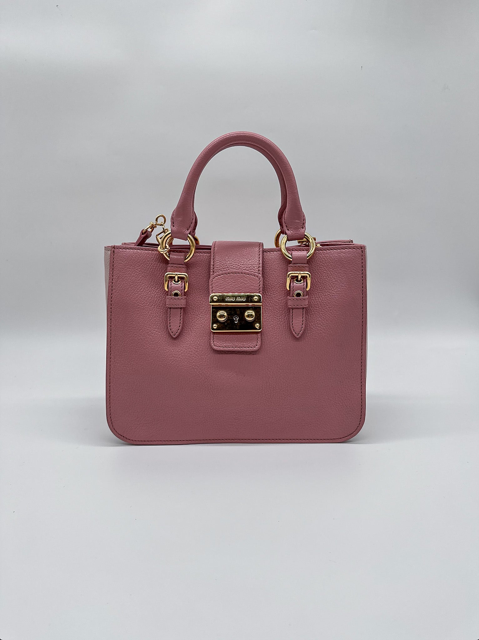 Miu Miu Pink Madras Leather Top Handle Crossbody Bag
