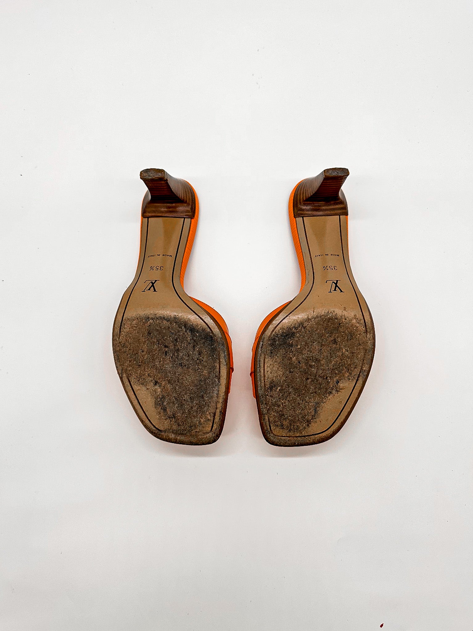 Louis Vuitton Orange Epi Leather Kitten Heel