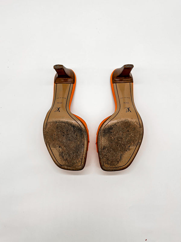 Louis Vuitton Orange Epi Leather Kitten Heel