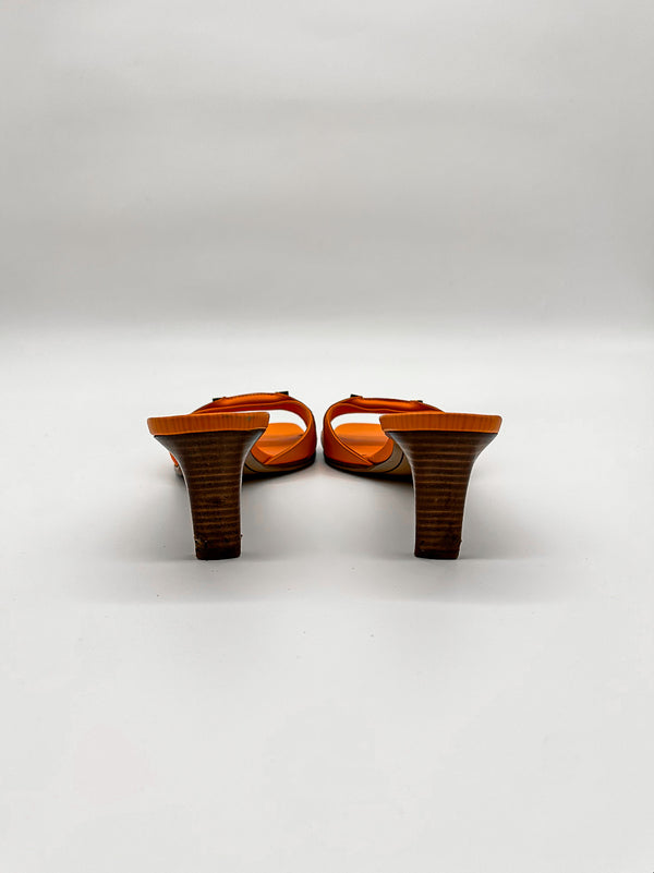 Louis Vuitton Orange Epi Leather Kitten Heel