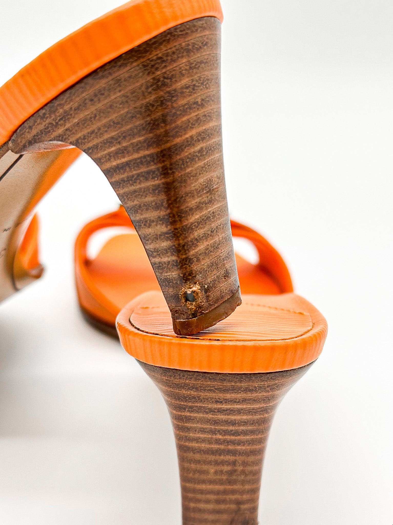 Louis Vuitton Orange Epi Leather Kitten Heel