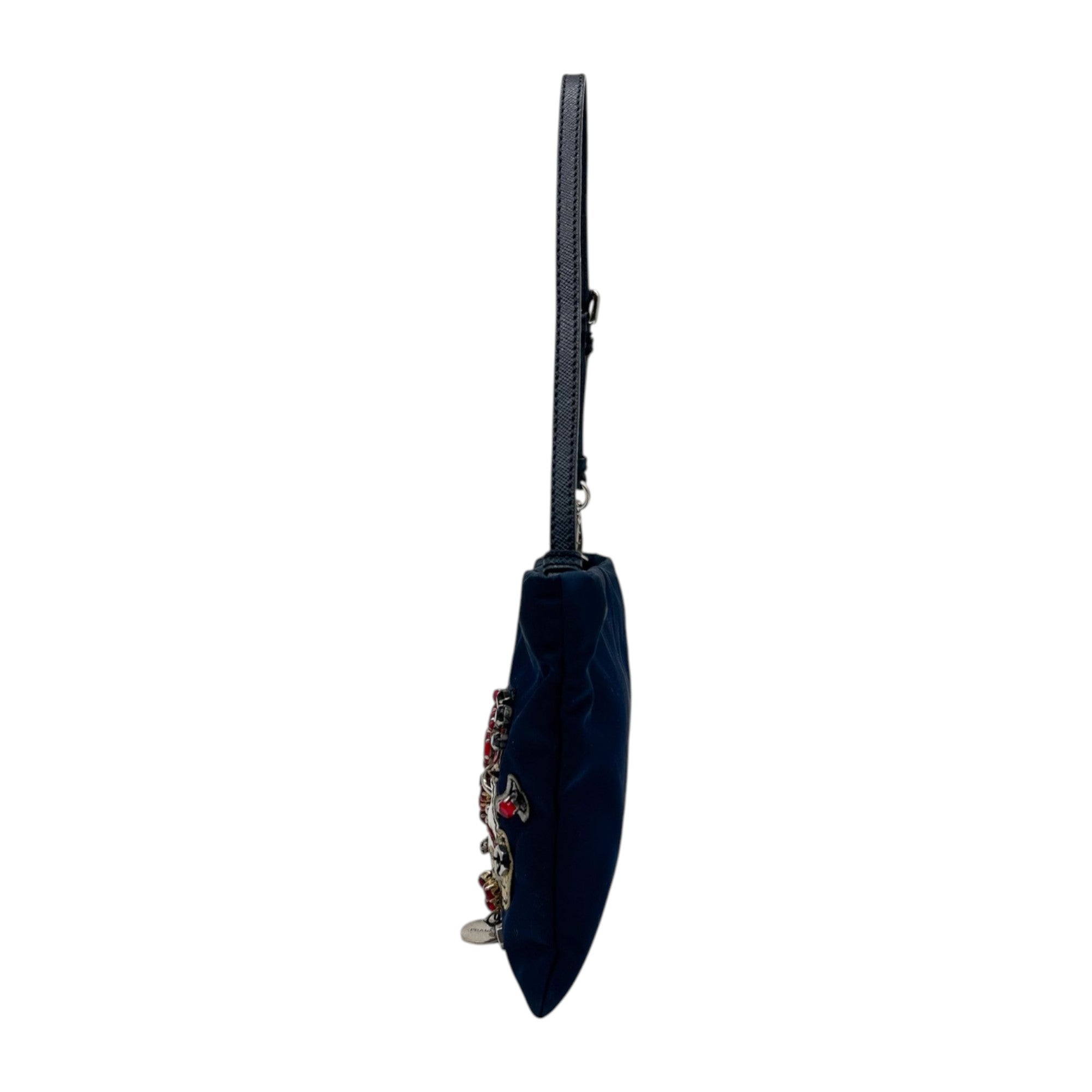 Prada Nylon Tattoo Embellished Shoulder Bag