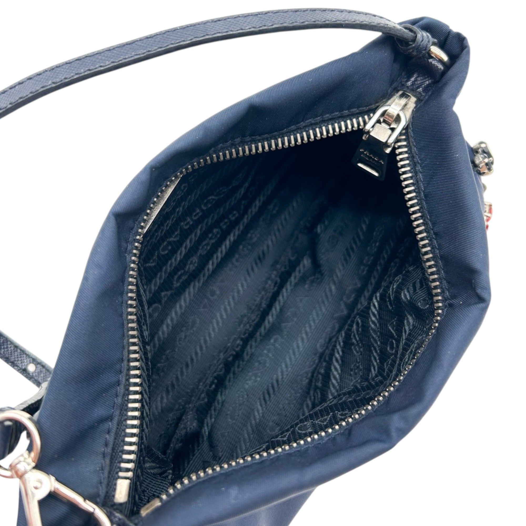 Prada Nylon Tattoo Embellished Shoulder Bag