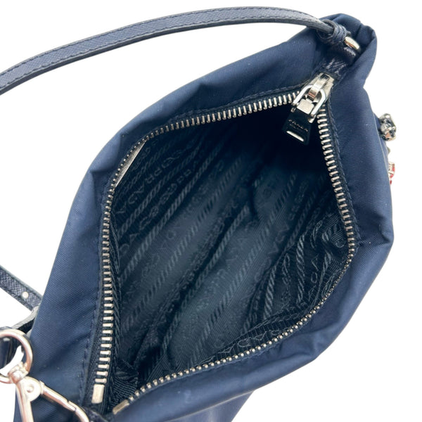 Prada Nylon Tattoo Embellished Shoulder Bag