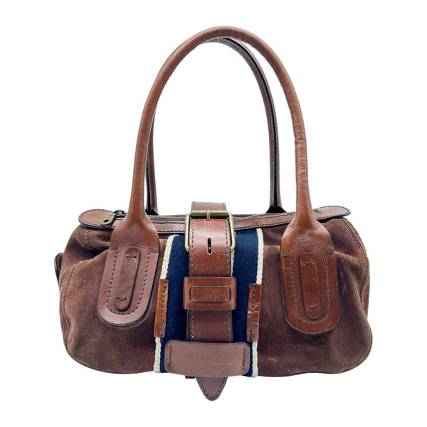 Chloé Brown Suede and Leather Buckle Satchel