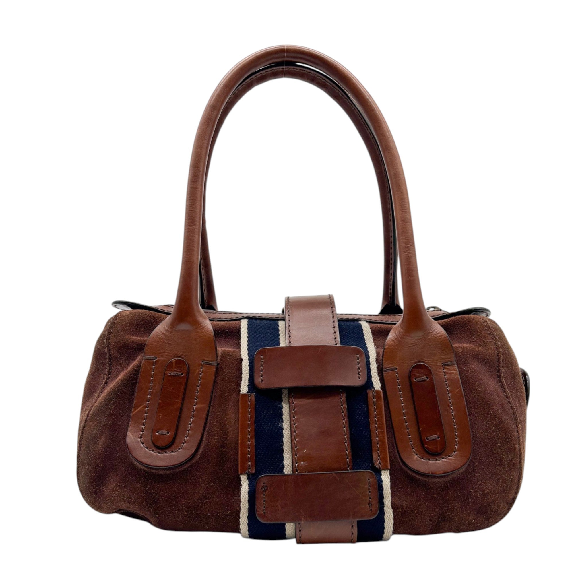Chloé Brown Suede and Leather Buckle Satchel