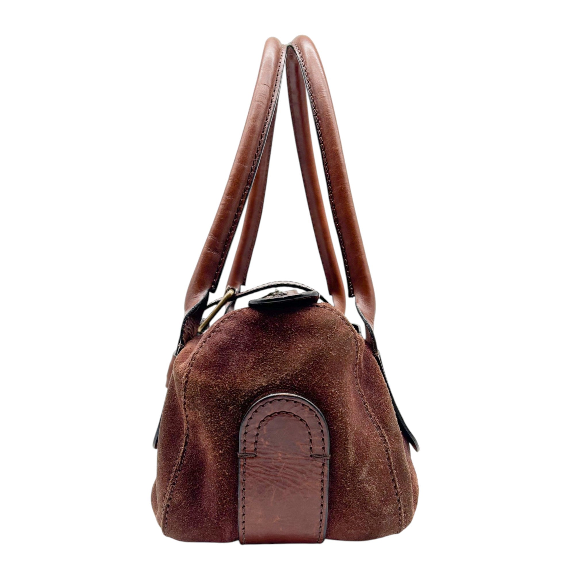 Chloé Brown Suede and Leather Buckle Satchel