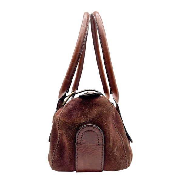Chloé Brown Suede and Leather Buckle Satchel