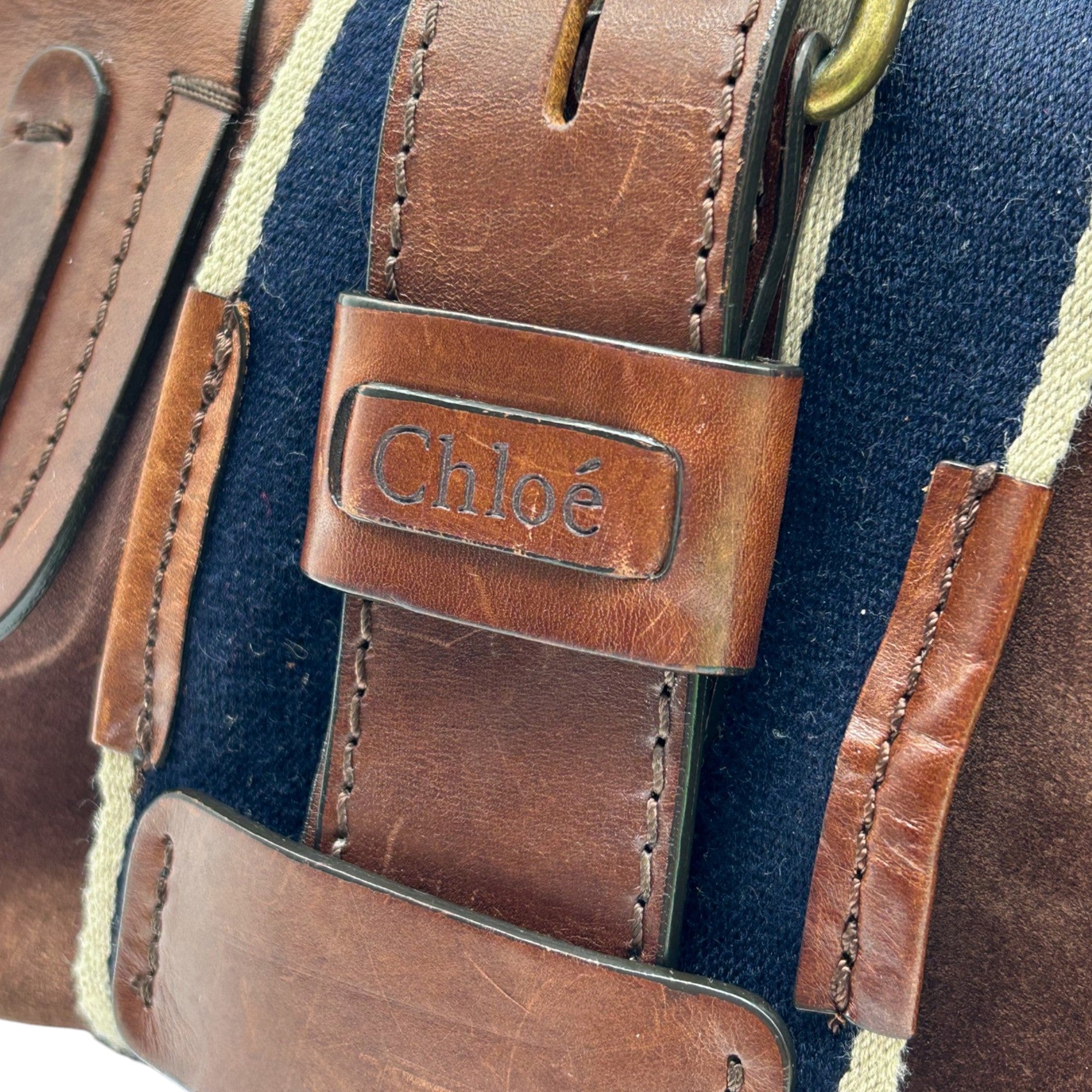 Chloé Brown Suede and Leather Buckle Satchel