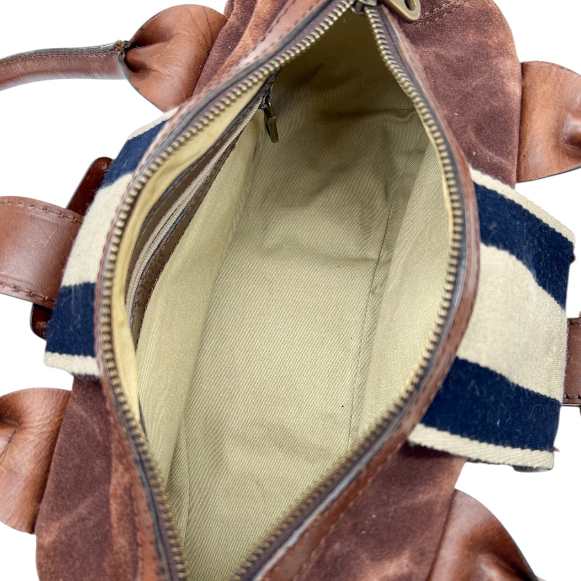 Chloé Brown Suede and Leather Buckle Satchel