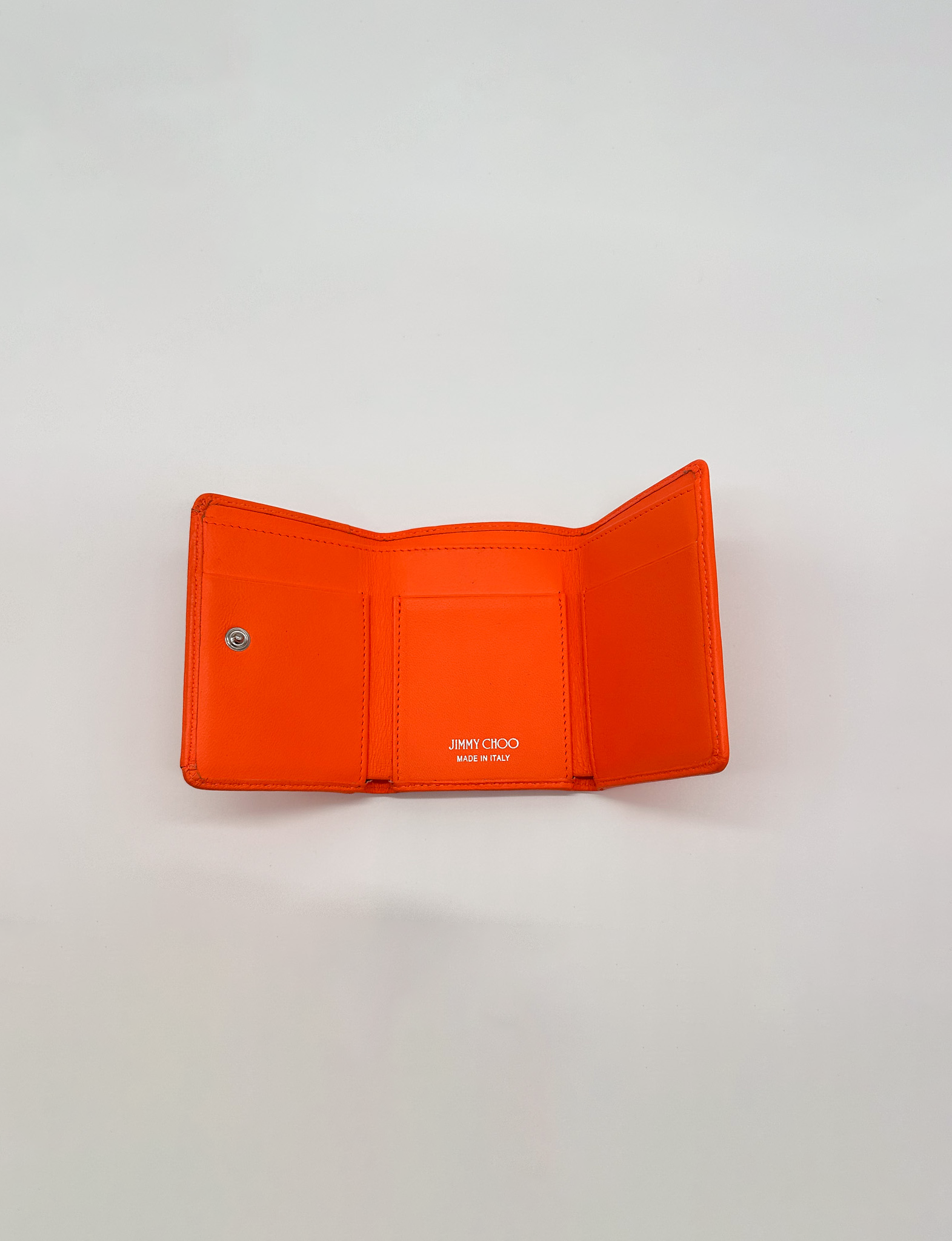 Jimmy Choo Orange Star Studded Compact Wallet