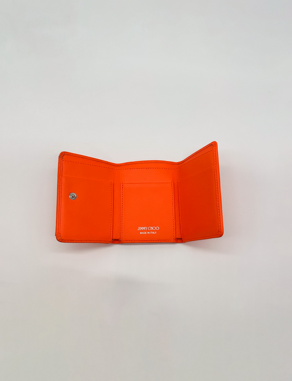 Jimmy Choo Orange Star Studded Compact Wallet