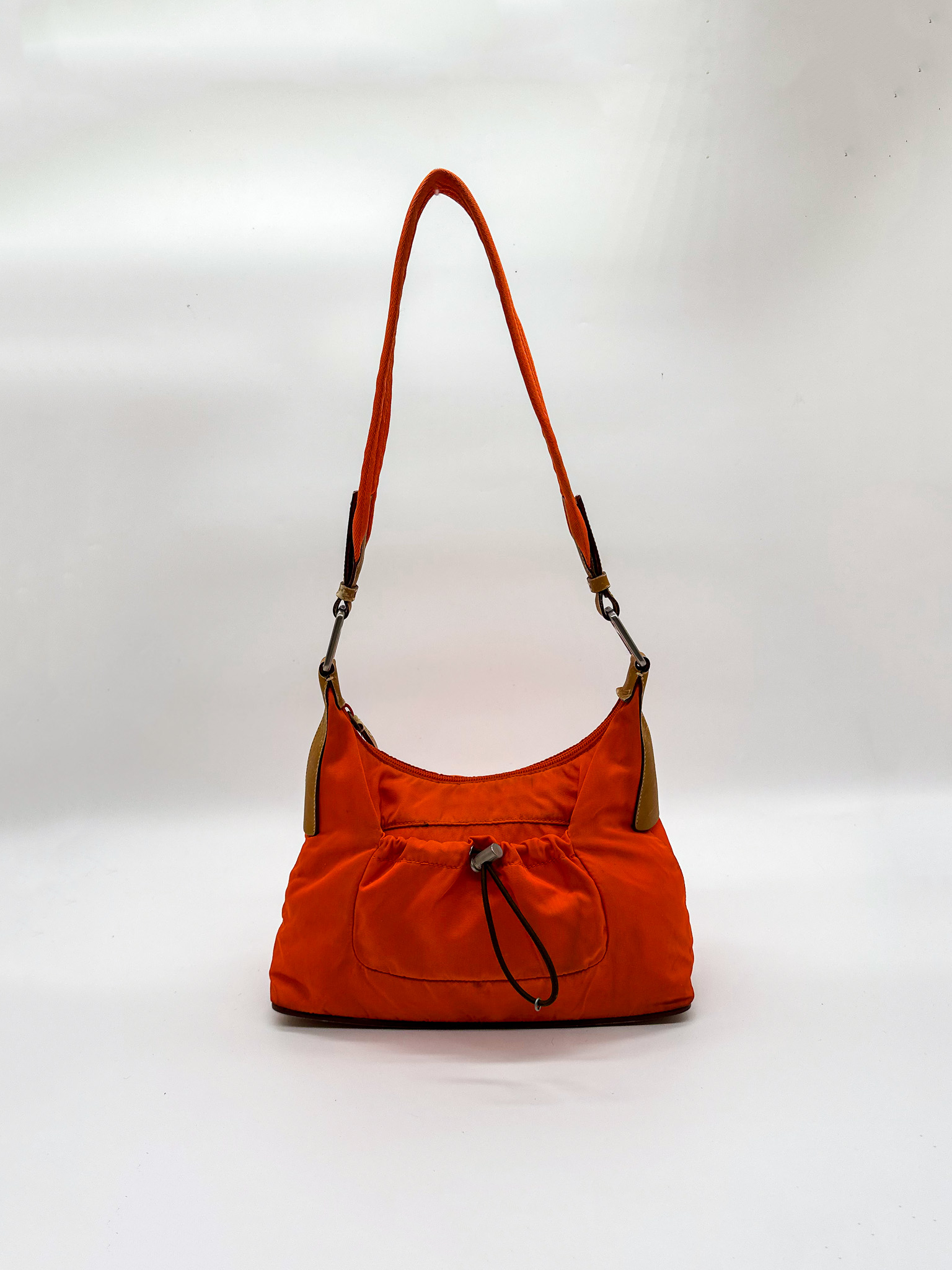 Prada Orange Nylon Shoulder Bag
