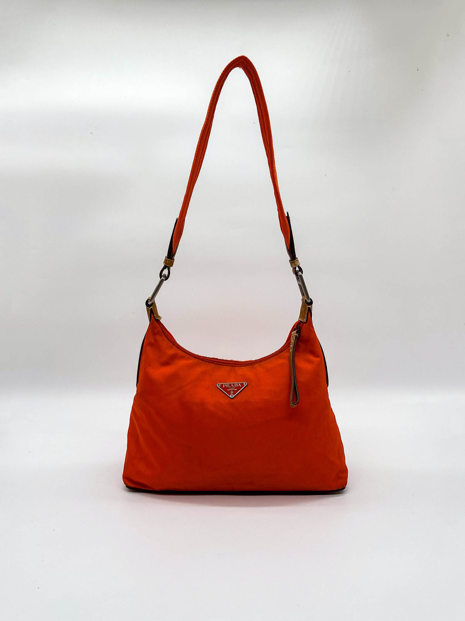 Prada Orange Nylon Shoulder Bag