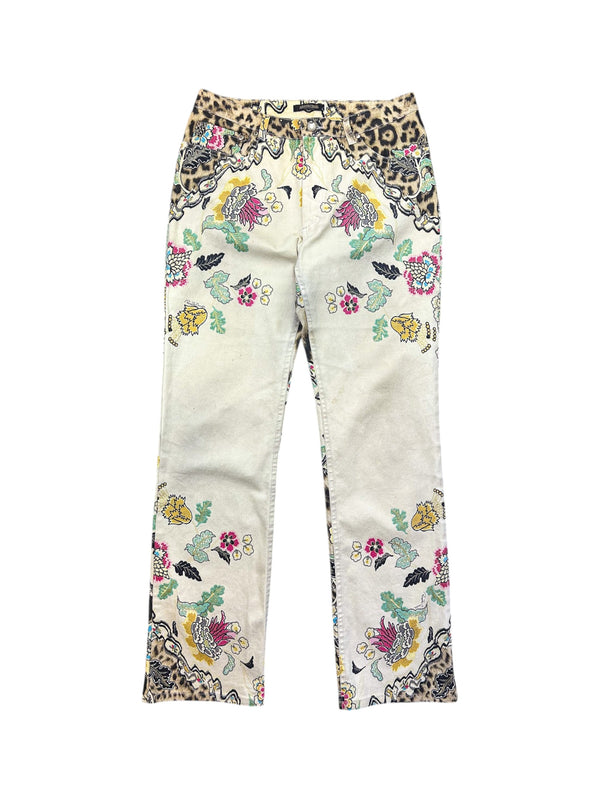 Roberto Cavalli Vintage Floral & Leopard Print Jeans