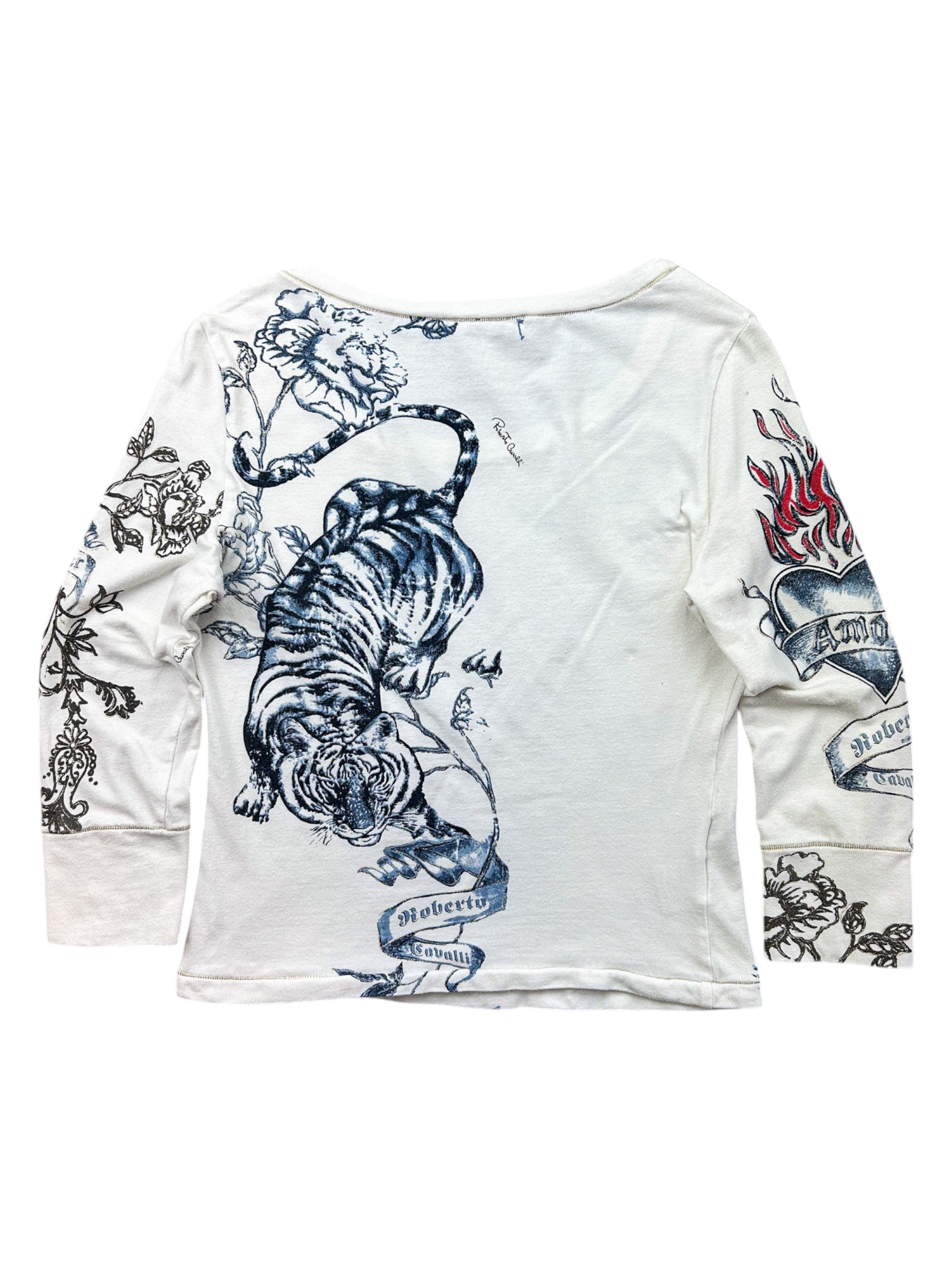 Roberto Cavalli Vintage Tattoo-Print Long Sleeve Top